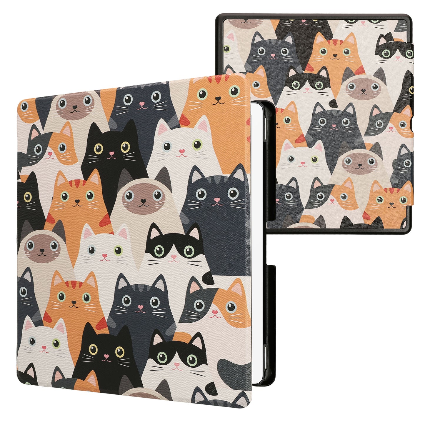 kwmobile Klapphülle kompatibel mit Amazon Kindle Scribe (2024) Hülle - eReader Case - Katzen Orange Schwarz Weiß Orange  [dsg06]