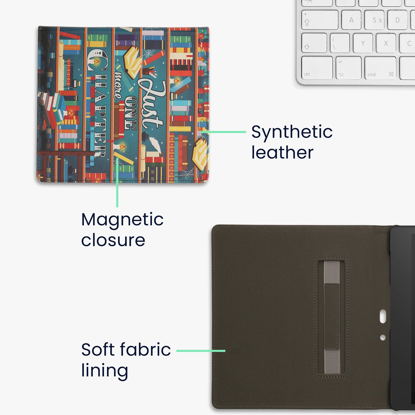 kwmobile Schutzhülle für Amazon Kindle Scribe (2022/2024) Hülle - eReader Flip Case mit Handschlaufe und Auto Sleep Funktion