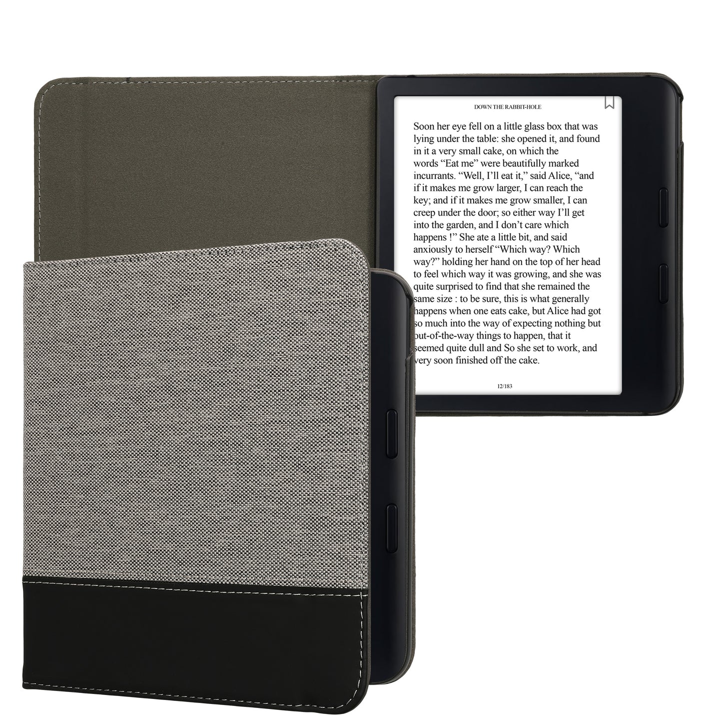 kwmobile Hülle kompatibel mit Kobo Kobo Libra Colour / Tolino Vision Color - Canvas eReader Schutzhülle Cover Case - Dunkelgrau Schwarz Dunkelgrau  