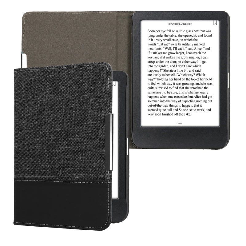 kwmobile Hülle kompatibel mit Kobo Clara BW / Clara Colour / Tolino Shine (5) / Shine Color - Canvas eReader Schutzhülle Cover Case - Anthrazit Schwarz Anthrazit  