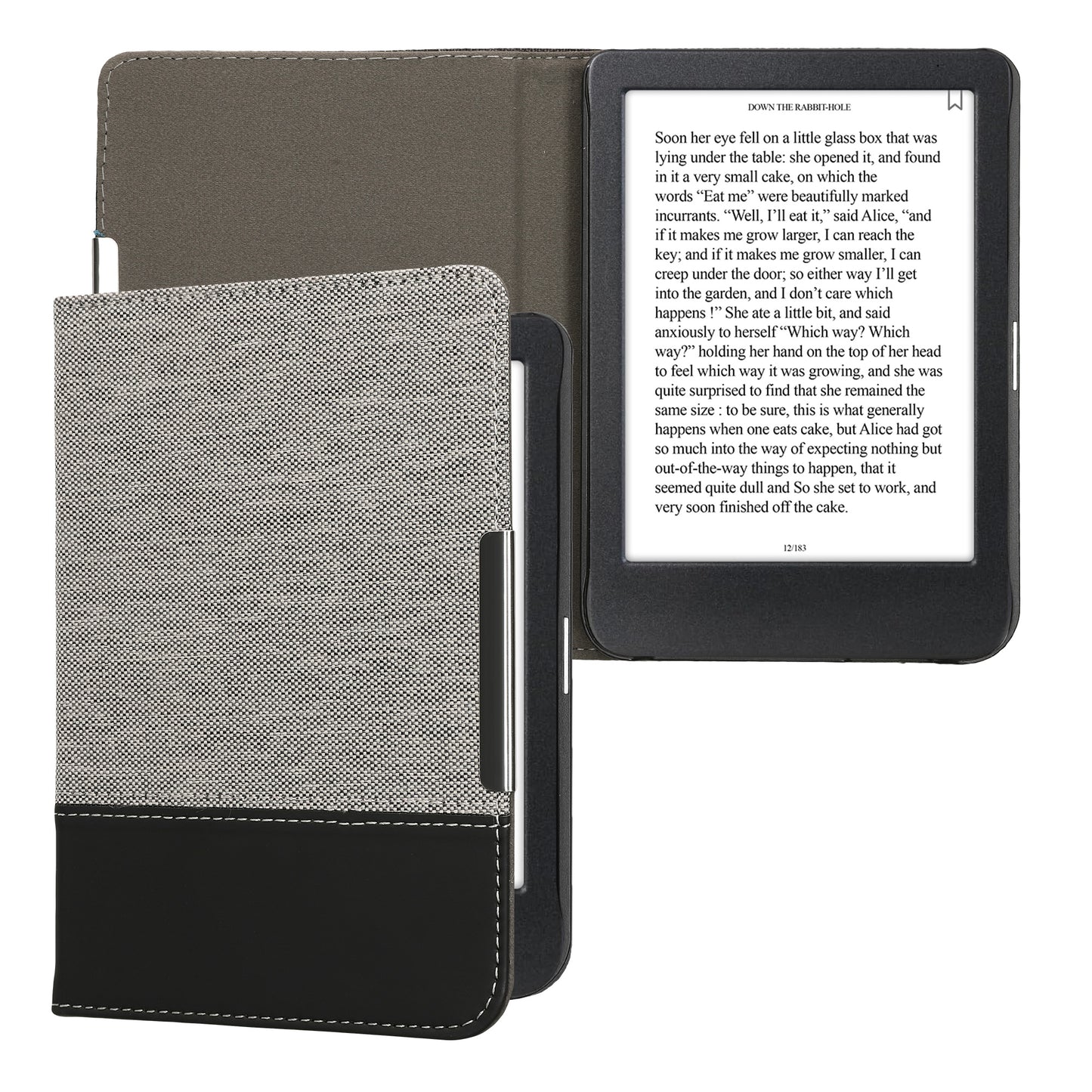 kwmobile Hülle kompatibel mit Kobo Clara BW / Clara Colour / Tolino Shine (5) / Shine Color - Canvas eReader Schutzhülle Cover Case - Dunkelgrau Schwarz Dunkelgrau  