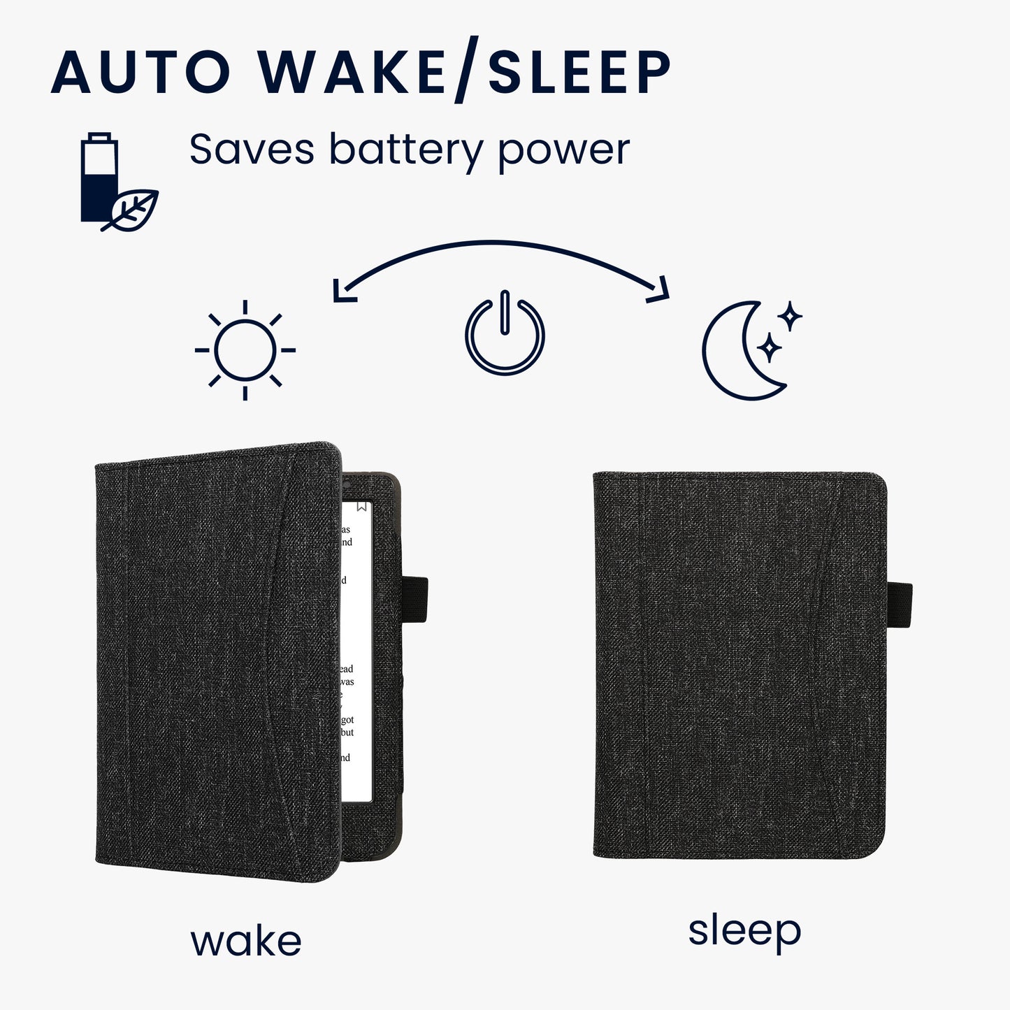 kwmobile Flip Hülle kompatibel mit Kobo Clara 2E / Tolino Shine 4 - Vorderfach Handschlaufe