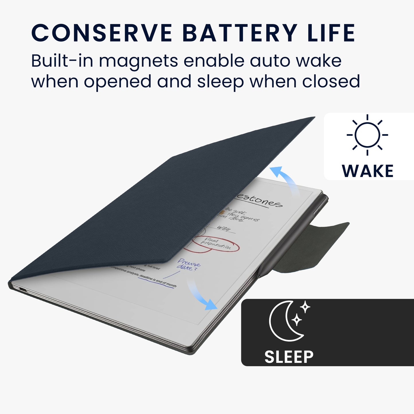 kwmobile Hülle kompatibel mit Remarkable Paper Pro Case - Magnetischer Verschluss - Cover mit integriertem Stifthalter - Tasche