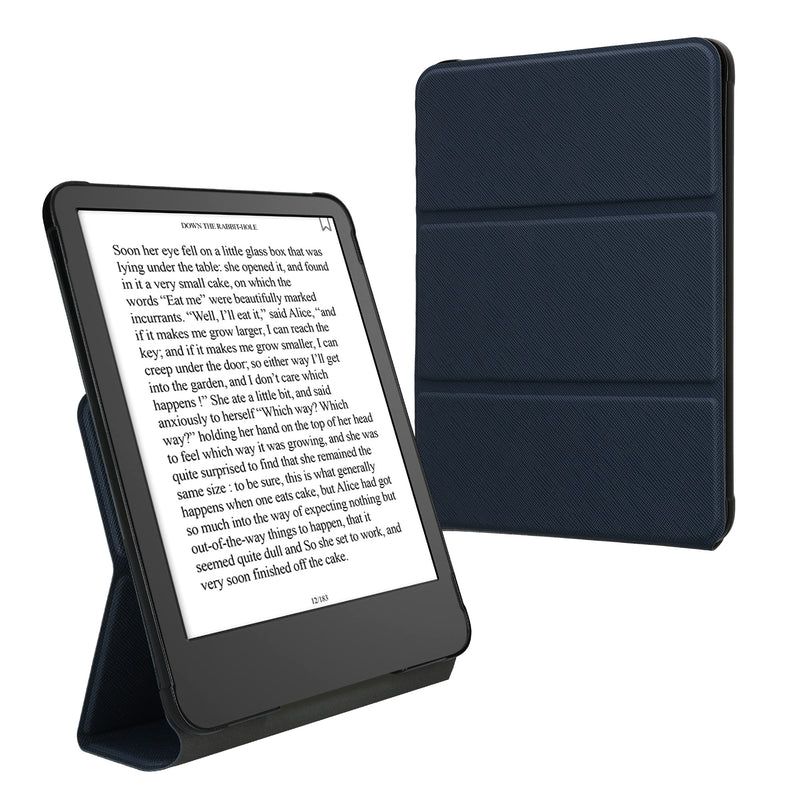 kwmobile Hülle für Amazon Kindle Paperwhite (2024)/Colorsoft Case - Schutzhülle aus Kunstleder - Magnetverschluss Cover mit Standfunktion in Dunkelblau Dunkelblau  
