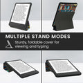 kwmobile Hülle für Amazon Kindle Paperwhite (2024)/Colorsoft Case - Schutzhülle aus Kunstleder - Cover mit Standfunktion in Beige Lesende Frau