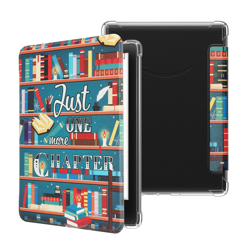 kwmobile E-Reader Schutzhülle kompatibel mit Amazon Kindle Paperwhite (2024)/Colorsoft Hülle - Kunstleder Case mit Auto Sleep/Wake Funktion für e-Reader - Bibliothek Motto Mehrfarbig  [dsg01]