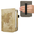 kwmobile Flip Hülle kompatibel mit Pocketbook Verse / Verse Lite / Verse Pro / Color / Vivlio Light/Light HD - Vorderfach Handschlaufe - Travel Vintage Braun Hellbraun Braun  [dsg01]