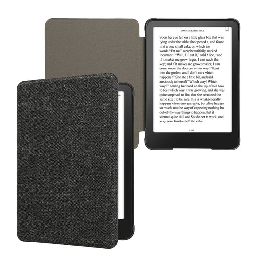 kwmobile Hülle kompatibel mit Amazon Kindle Paperwhite (2024)/Colorsoft - Stoff eReader Schutzhülle Cover Case - Dunkelgrau Dunkelgrau  