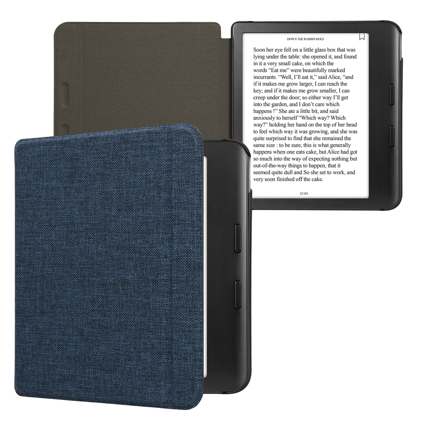 kwmobile Hülle kompatibel mit Kobo Kobo Libra Colour / Tolino Vision Color - Stoff eReader Schutzhülle Cover Case - Blau Blau  