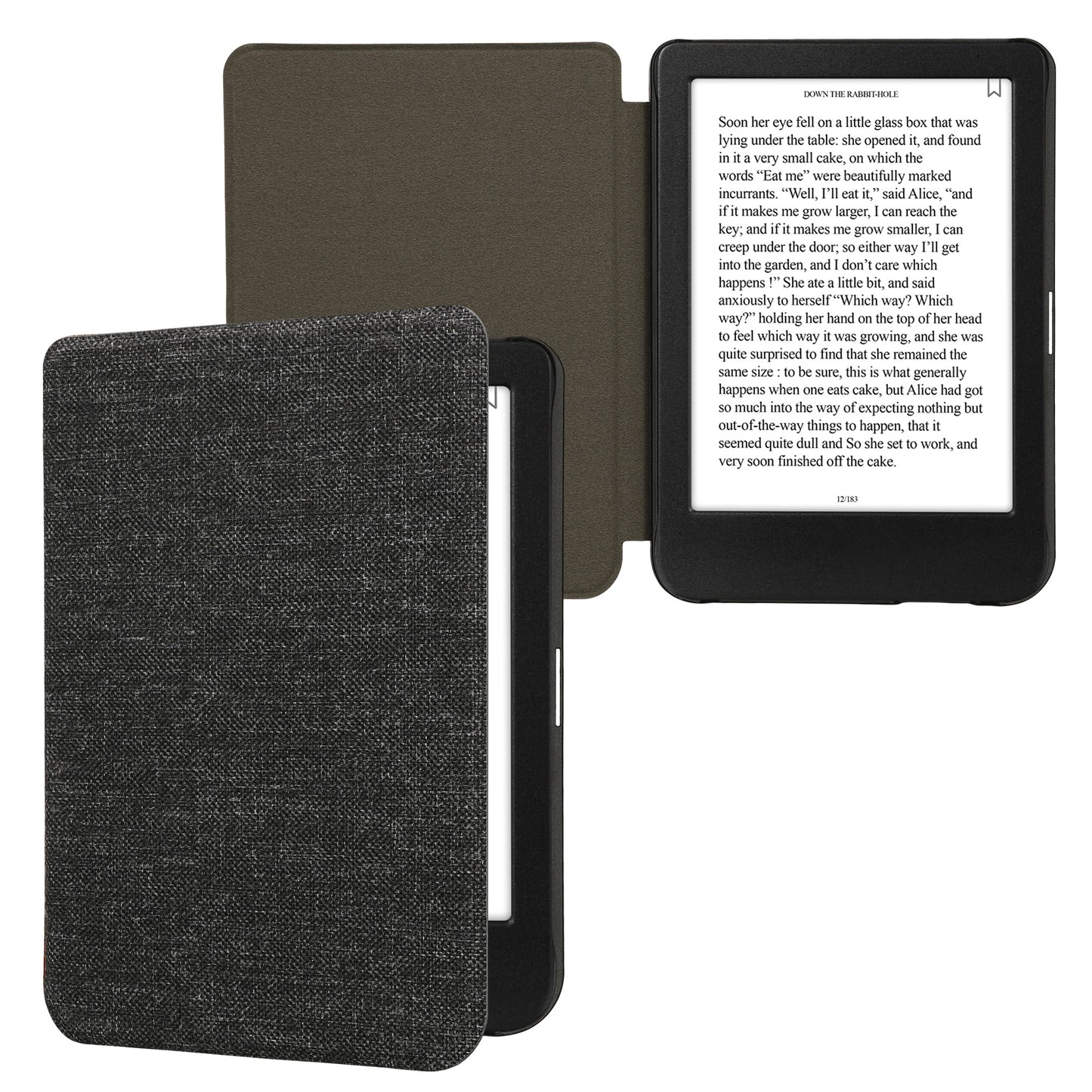 kwmobile Hülle kompatibel mit Kobo Clara BW / Clara Colour / Tolino Shine (5) / Shine Color - Stoff eReader Schutzhülle Cover Case - Dunkelgrau Dunkelgrau  