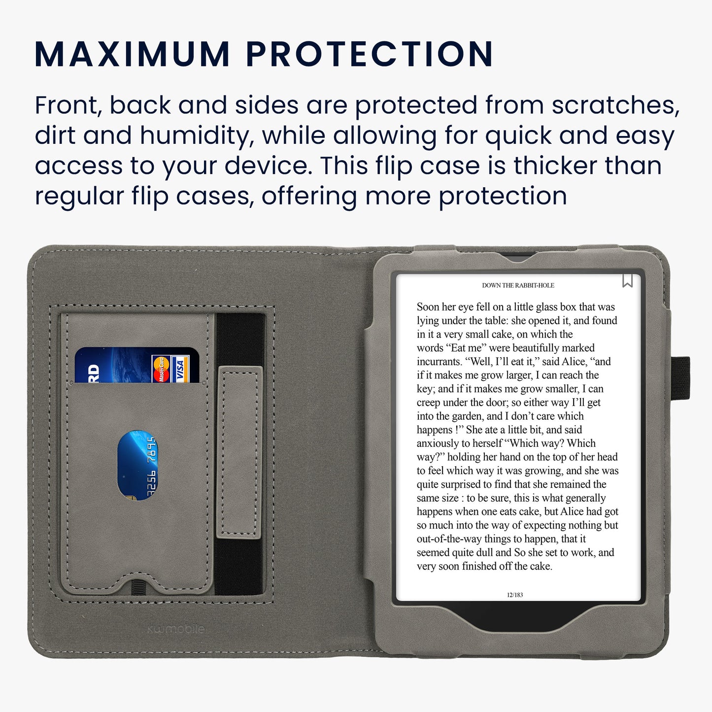 kwmobile Schutzhülle kompatibel mit Amazon Kindle Paperwhite (2024)/Colorsoft Flip Hülle - Cover mit Handschlaufe