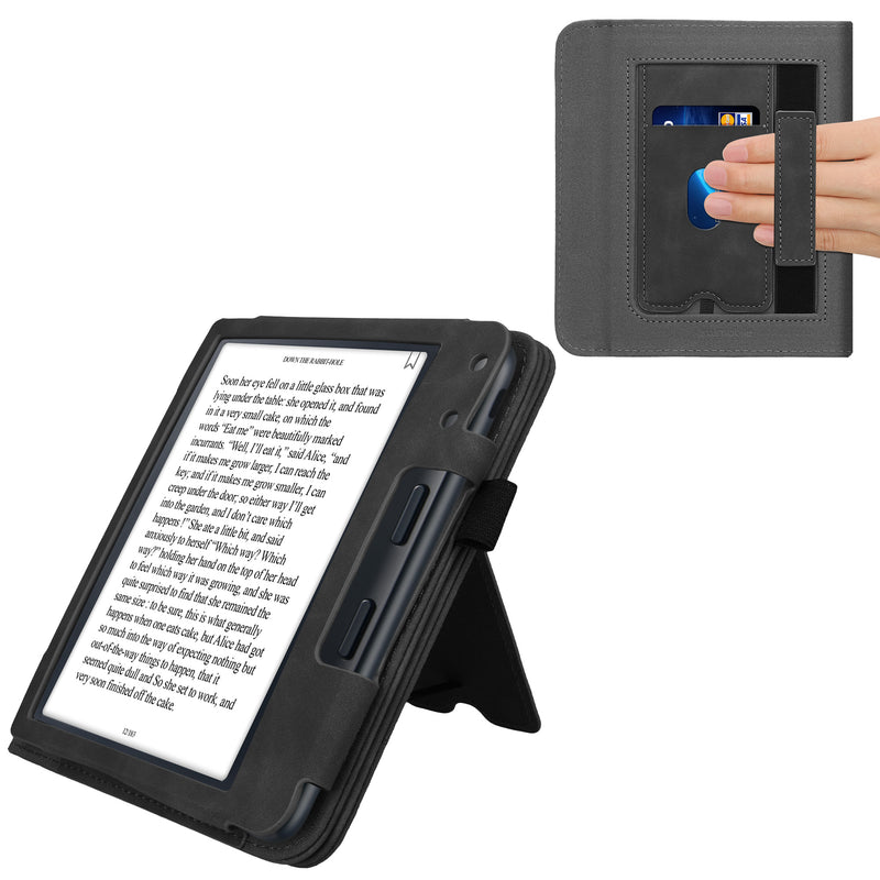 kwmobile Flip Hülle kompatibel mit Kobo Kobo Libra Colour / Tolino Vision Color - Handschlaufe - Cover Dunkelgrau Dunkelgrau  [dsg01]