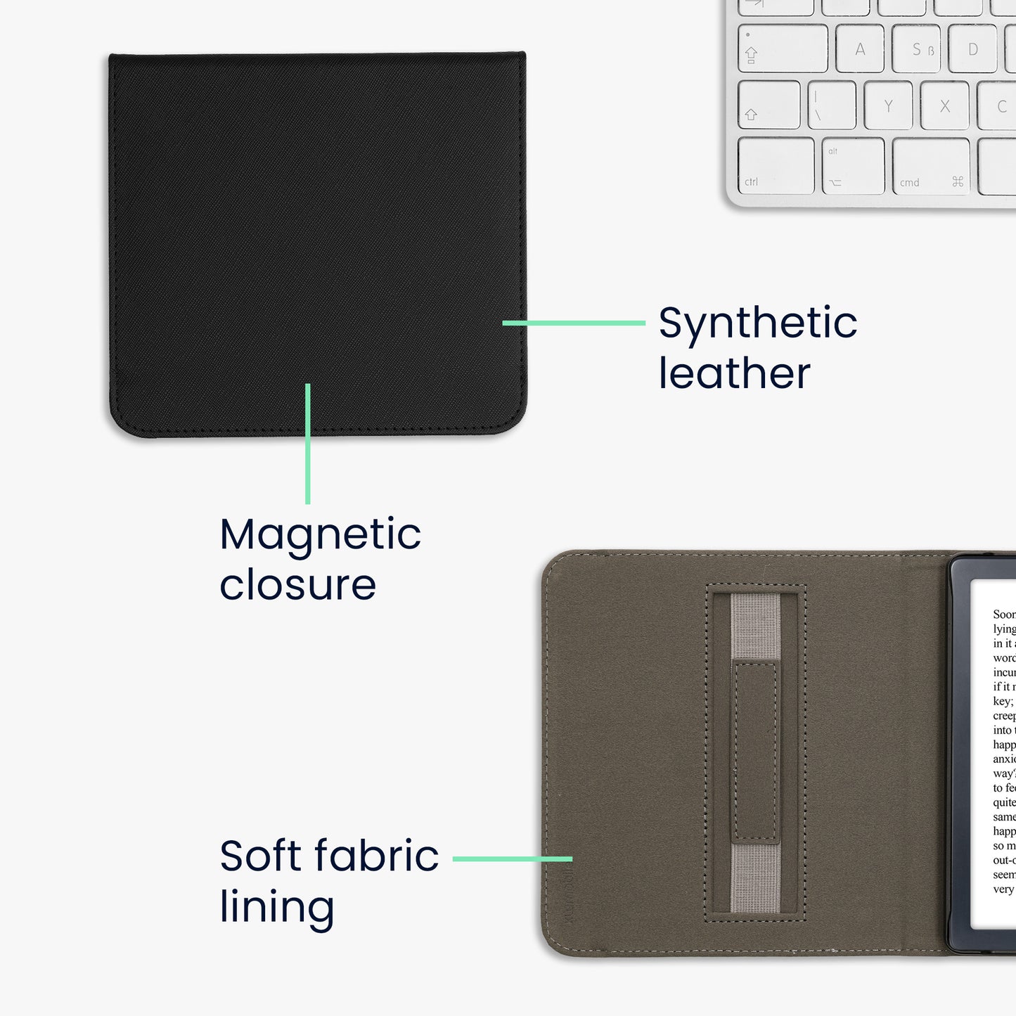 kwmobile Klapphülle kompatibel mit Kobo Kobo Libra Colour / Tolino Vision Color Hülle - Schutzhülle für den eReader mit Handschlaufe