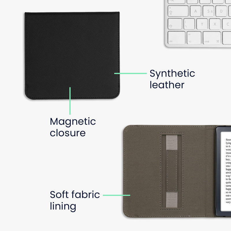 kwmobile Klapphülle kompatibel mit Kobo Kobo Libra Colour / Tolino Vision Color Hülle - Schutzhülle für den eReader mit Handschlaufe