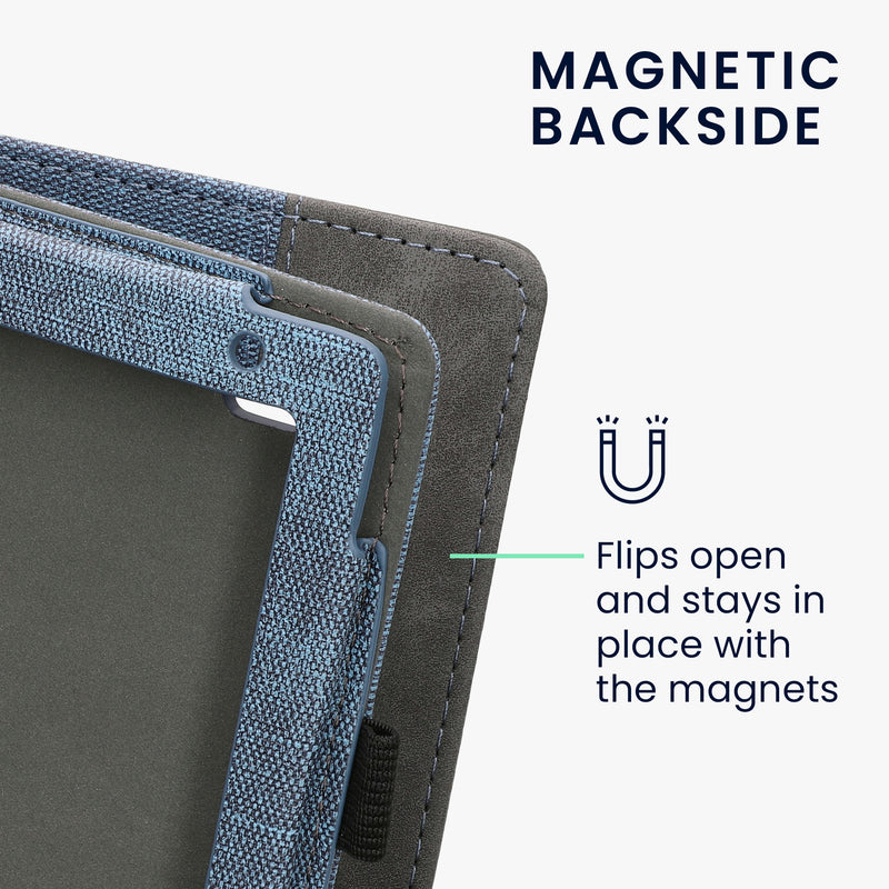 kwmobile Flip Hülle kompatibel mit Kobo Aura H2O Edition 2 - Handschlaufe - Cover Dunkelgrau