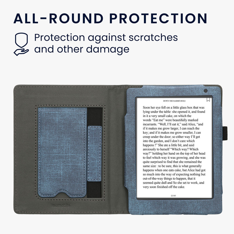 kwmobile Flip Hülle kompatibel mit Kobo Aura H2O Edition 2 - Handschlaufe - Cover Dunkelgrau
