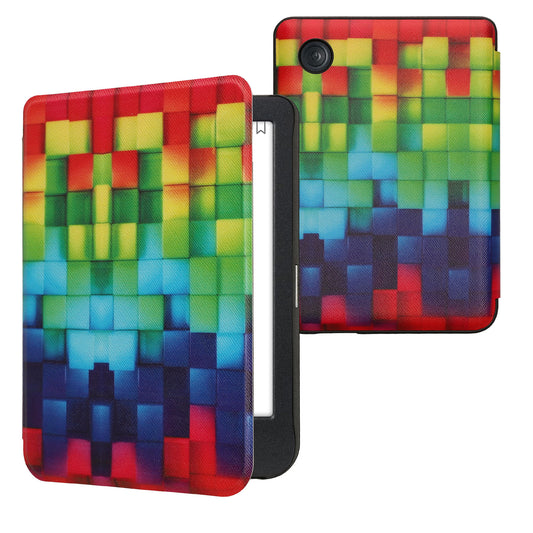 kwmobile Klapphülle kompatibel mit Kobo Clara BW / Clara Colour / Tolino Shine (5) / Shine Color Hülle - eReader Case - Regenbogen Würfel Mehrfarbig Grün Blau Mehrfarbig  [dsg01]