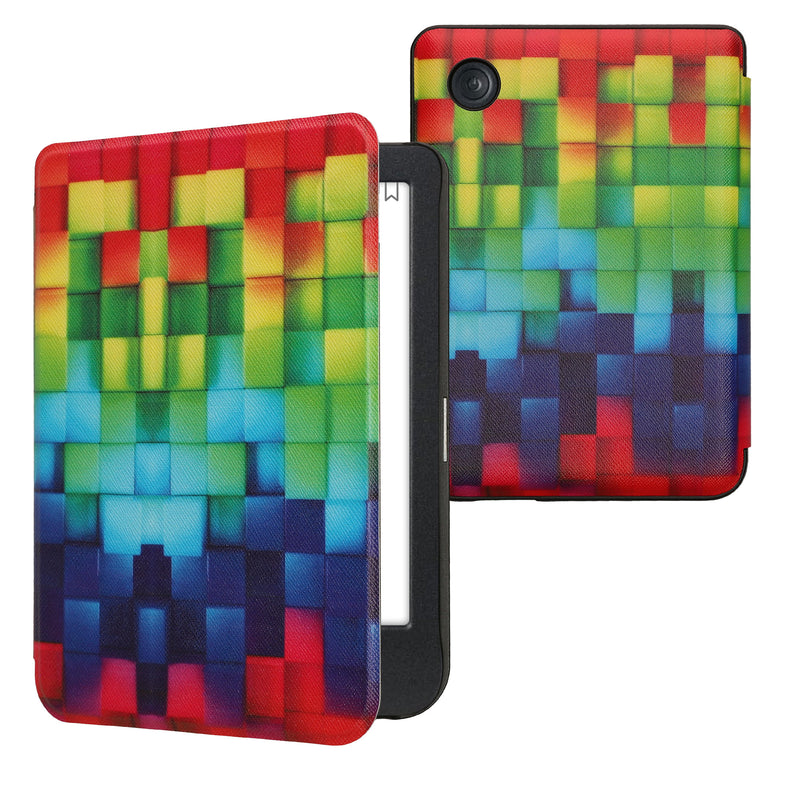 kwmobile Klapphülle kompatibel mit Kobo Clara BW / Clara Colour / Tolino Shine (5) / Shine Color Hülle - eReader Case - Regenbogen Würfel Mehrfarbig Grün Blau Mehrfarbig  [dsg01]
