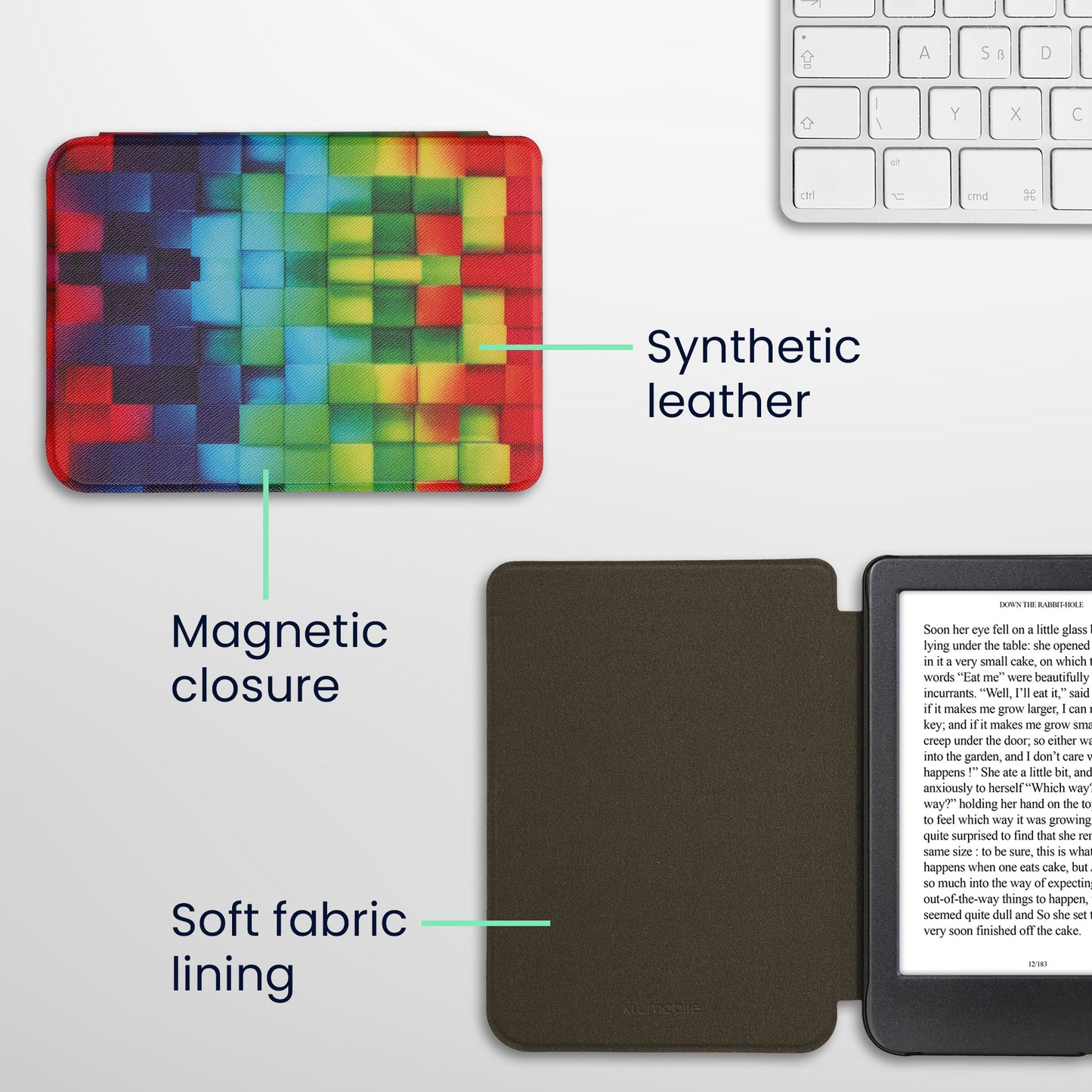 kwmobile Schutzhülle für Kobo Clara BW / Clara Colour / Tolino Shine (5) / Shine Color Hülle - eReader Flip Case mit Auto Sleep Funktion