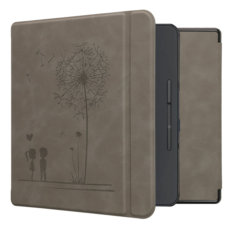 kwmobile Hülle kompatibel mit Kobo Forma Hülle - Kunstleder Cover - Pusteblume Love Grau Grau  [dsg01]