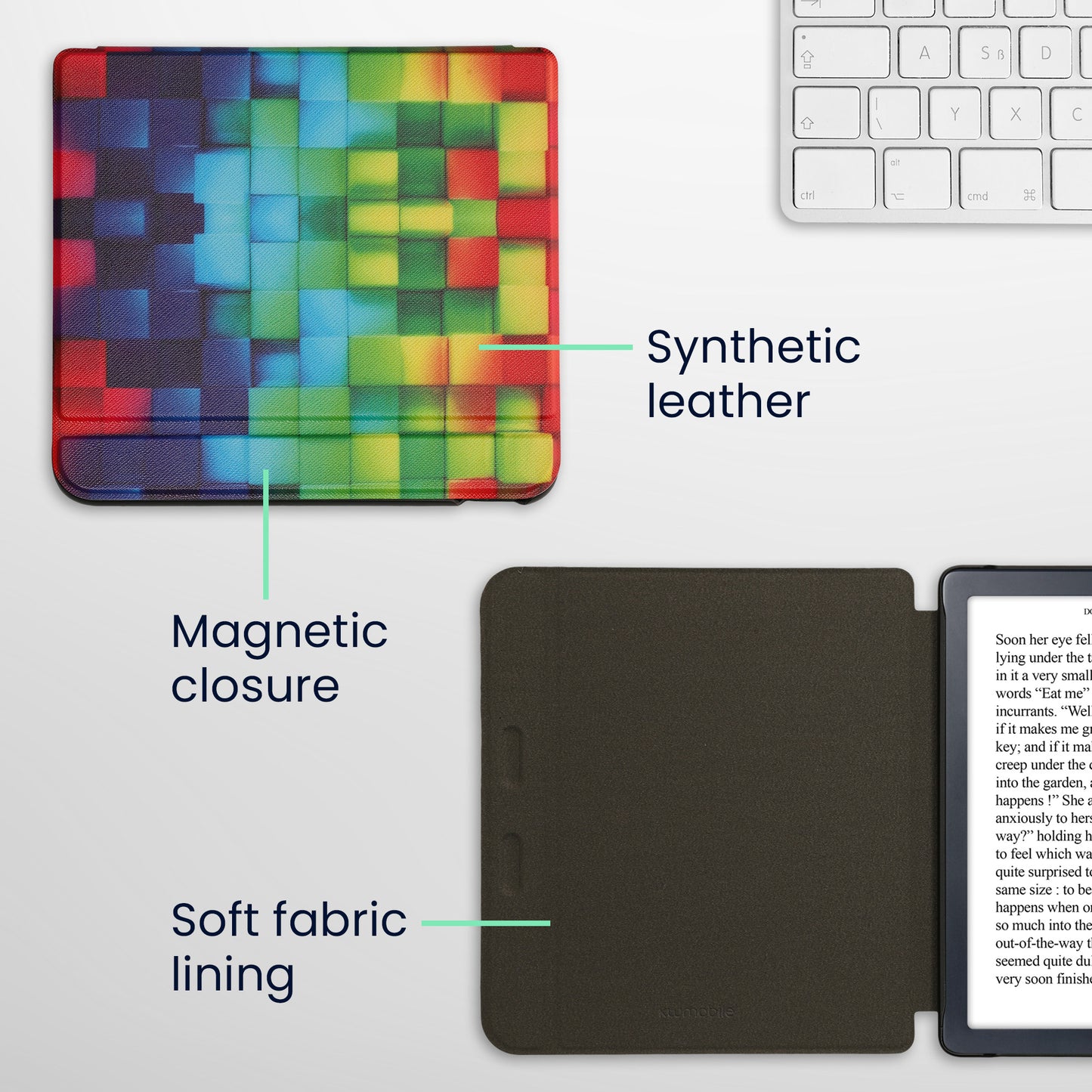 kwmobile Schutzhülle für Kobo Kobo Libra Colour / Tolino Vision Color Hülle - eReader Flip Case mit Auto Sleep Funktion