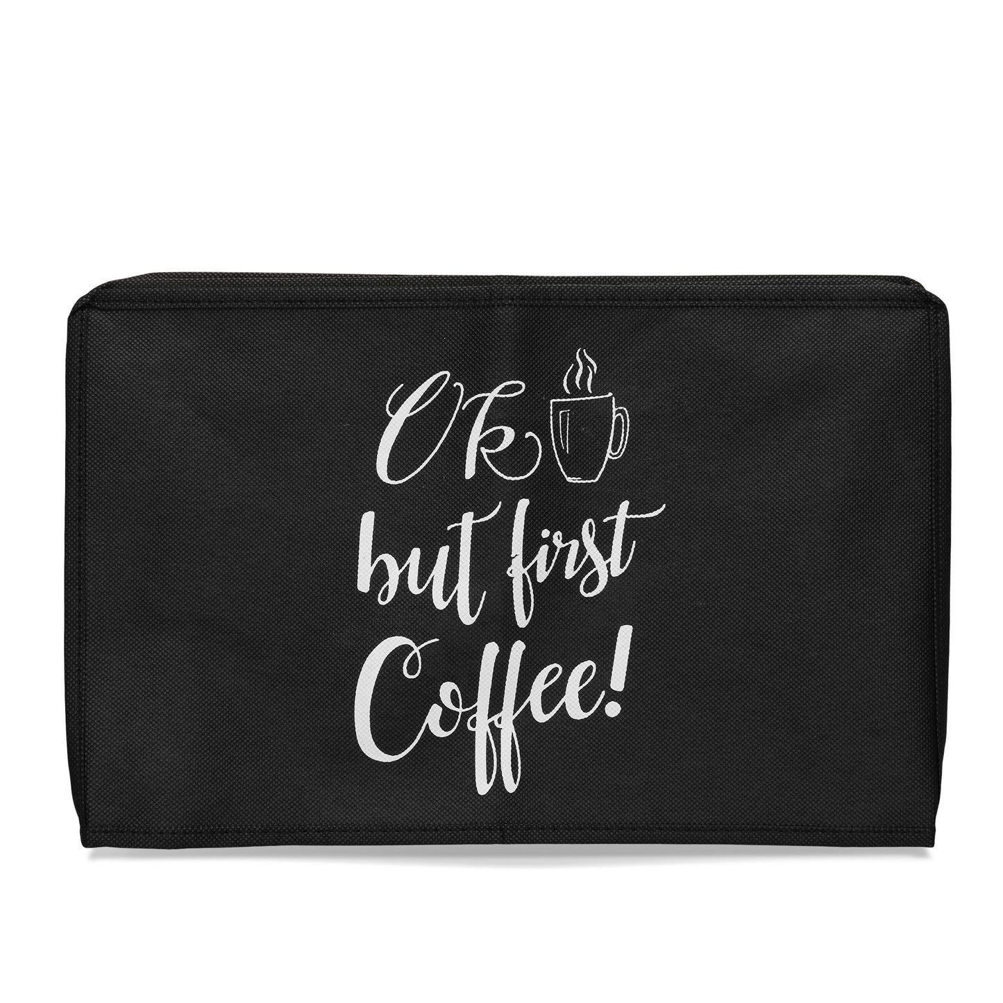 kwmobile Hülle kompatibel mit Nespresso Essenza Mini - Abdeckung Kaffeemaschine Staubschutz OK Coffee Weiß Schwarz Weiß  [dsg01]