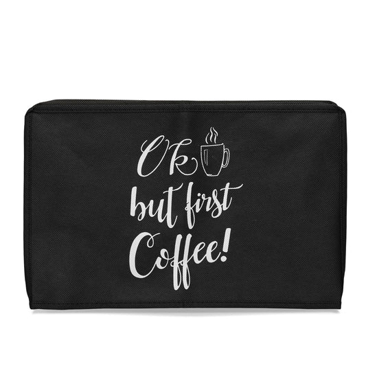 kwmobile Hülle kompatibel mit Nespresso Essenza Mini - Abdeckung Kaffeemaschine Staubschutz OK Coffee Weiß Schwarz Weiß  [dsg01]