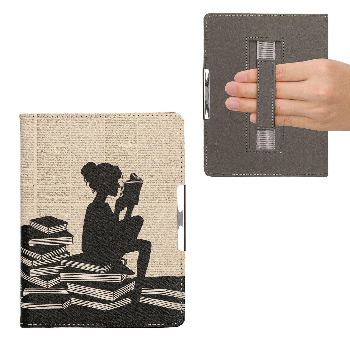 kwmobile Schutzhülle für Kobo Aura H2O Edition 2 Hülle - eReader Flip Case mit Handschlaufe und Auto Sleep Funktion