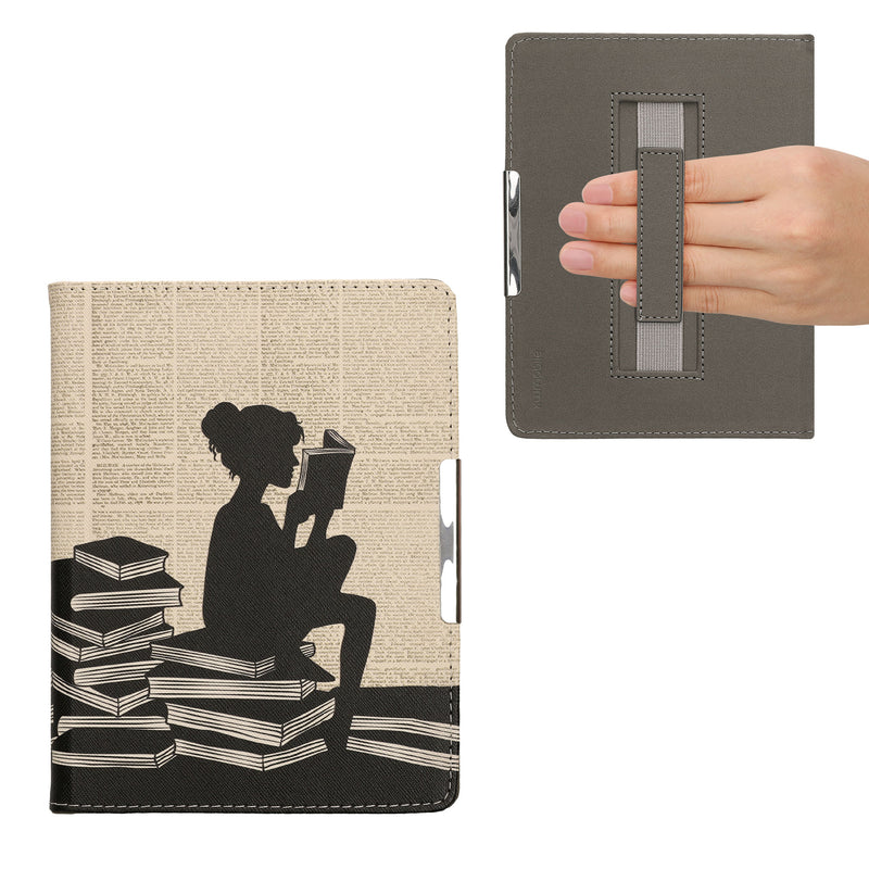kwmobile Schutzhülle für Kobo Aura H2O Edition 2 Hülle - eReader Flip Case mit Handschlaufe und Auto Sleep Funktion