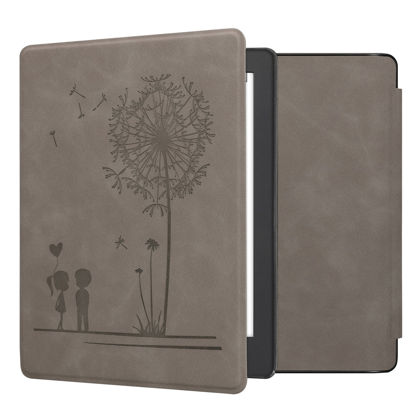 kwmobile Hülle kompatibel mit Kobo Aura H2O Edition 2 Hülle - Kunstleder Cover - Pusteblume Love Grau Grau  [dsg01]