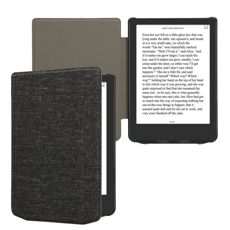 kwmobile Hülle kompatibel mit Pocketbook Verse / Verse Lite / Verse Pro / Color / Vivlio Light/Light HD - Stoff eReader Schutzhülle Cover Case - Dunkelgrau Dunkelgrau  