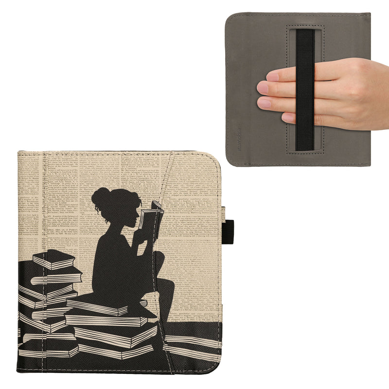 kwmobile Flip Hülle kompatibel mit Kobo Kobo Libra Colour / Tolino Vision Color - Vorderfach Handschlaufe