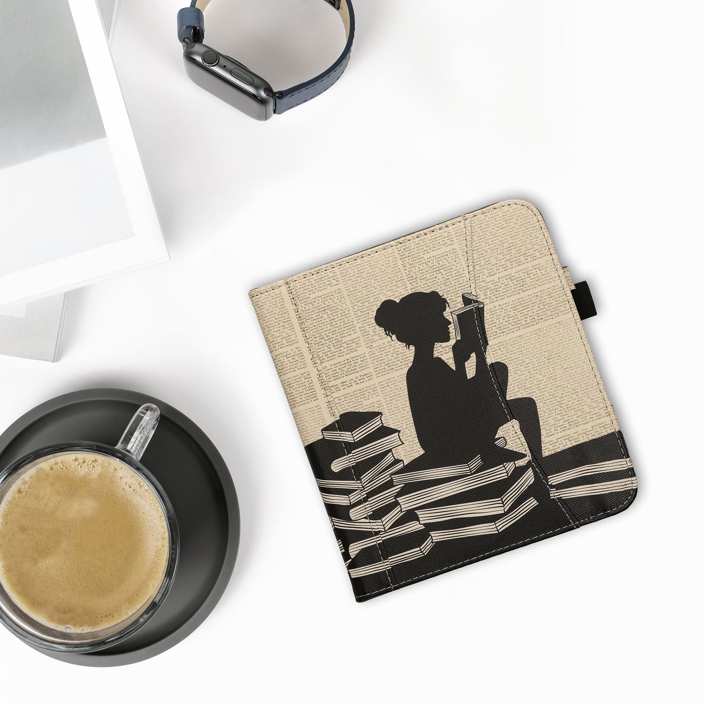 kwmobile Flip Hülle kompatibel mit Kobo Kobo Libra Colour / Tolino Vision Color - Vorderfach Handschlaufe