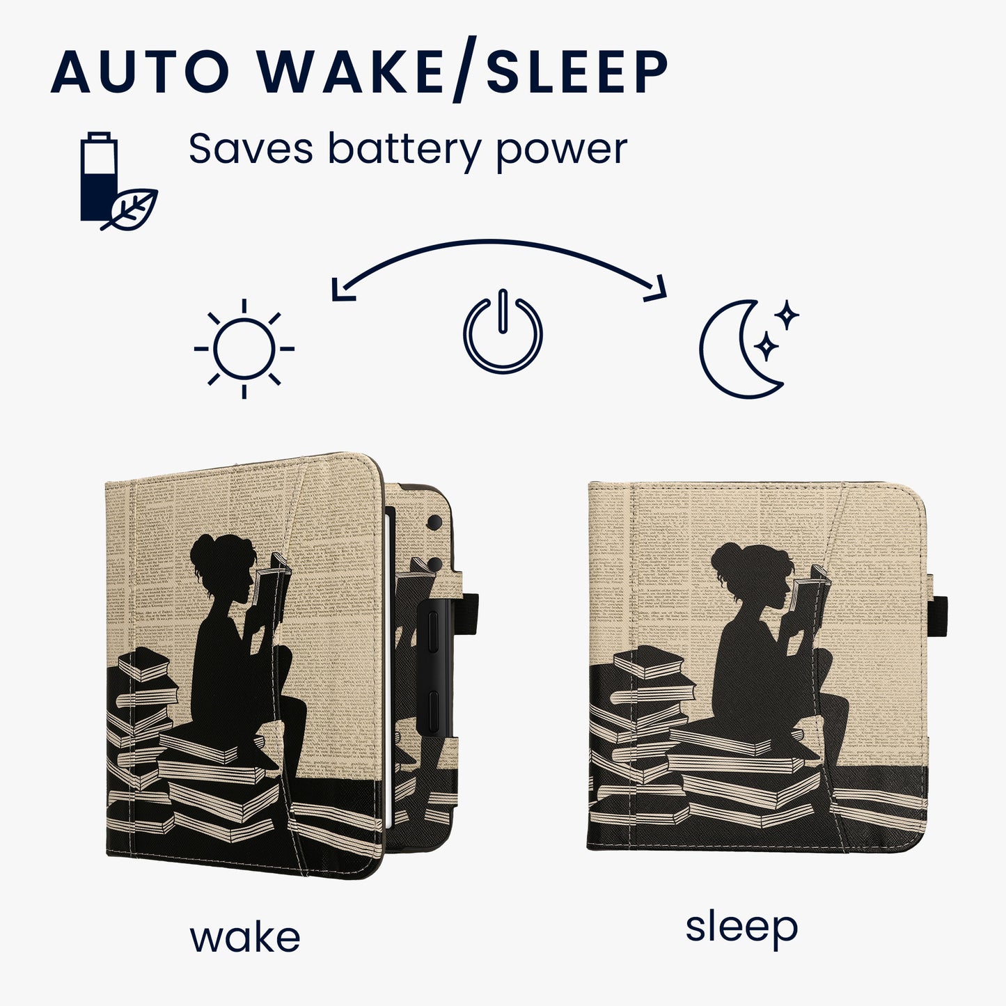 kwmobile Flip Hülle kompatibel mit Kobo Kobo Libra Colour / Tolino Vision Color - Vorderfach Handschlaufe
