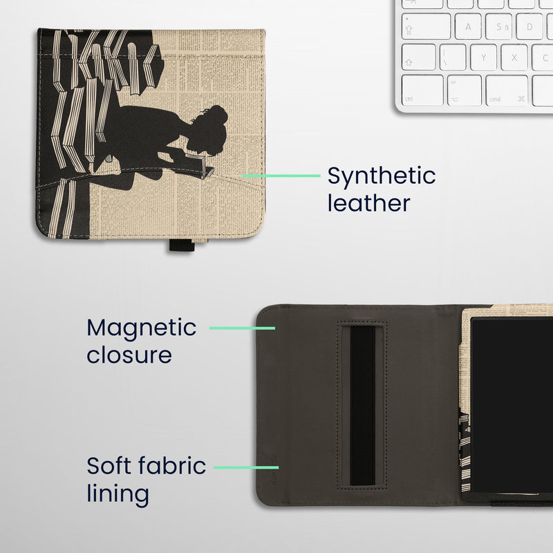 kwmobile Flip Hülle kompatibel mit Kobo Kobo Libra Colour / Tolino Vision Color - Vorderfach Handschlaufe