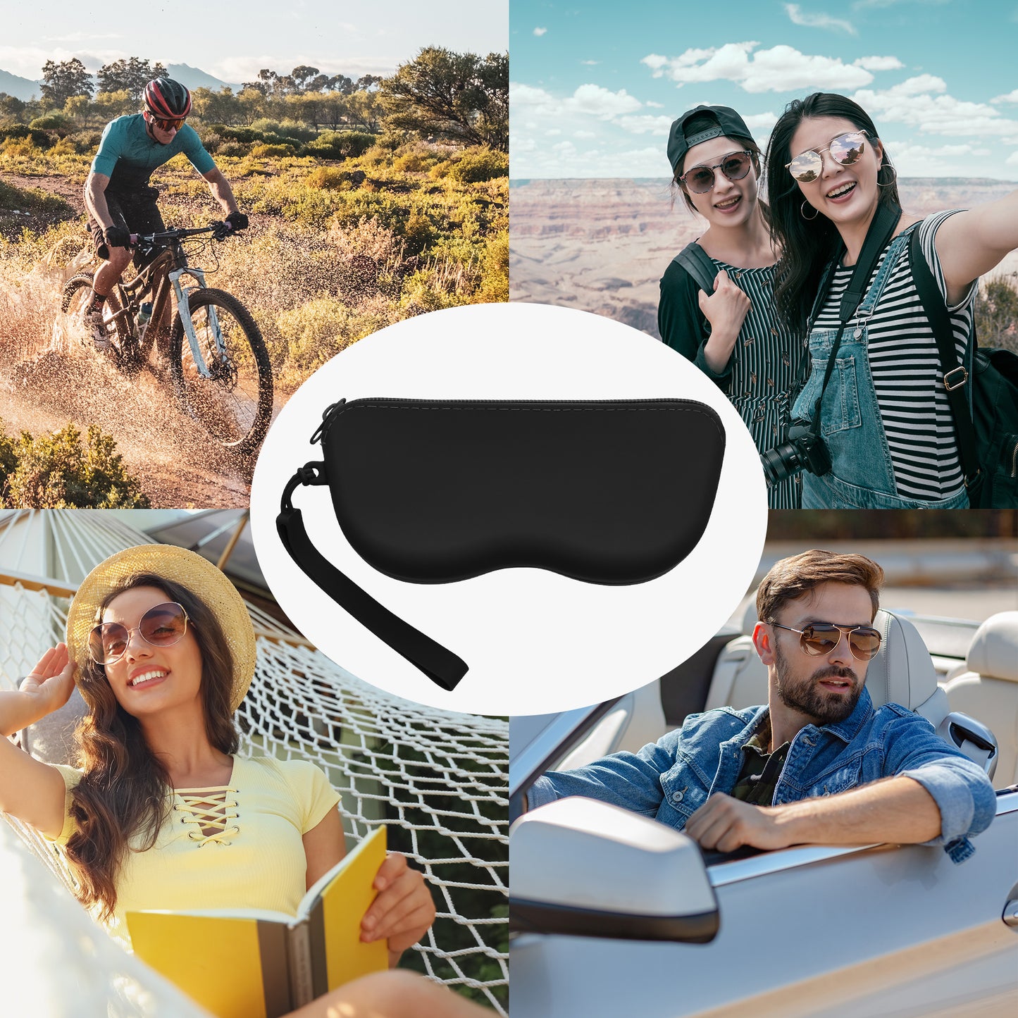 kwmobile Sonnenbrillen Etui zum Anhängen - weiches Brillenetui zum Anhängen für Handtasche - Tasche für Brille mit Reißverschluss