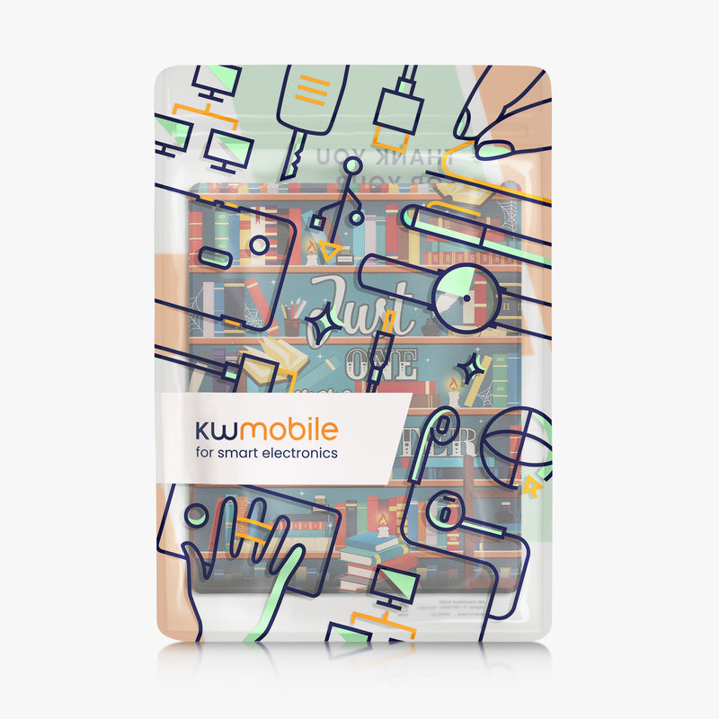 kwmobile Schutzhülle für Amazon Kindle Scribe 11" (2025) Hülle - eReader Flip Case mit Auto Sleep Funktion - Bibliothek Motto