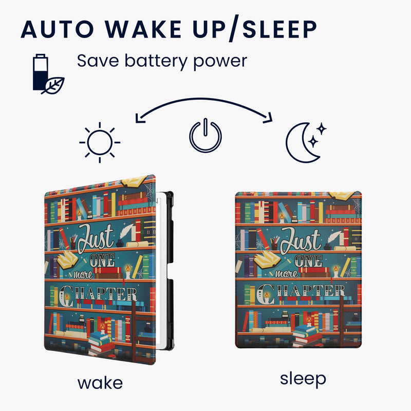 kwmobile Schutzhülle für Amazon Kindle Scribe 11" (2025) Hülle - eReader Flip Case mit Auto Sleep Funktion - Bibliothek Motto
