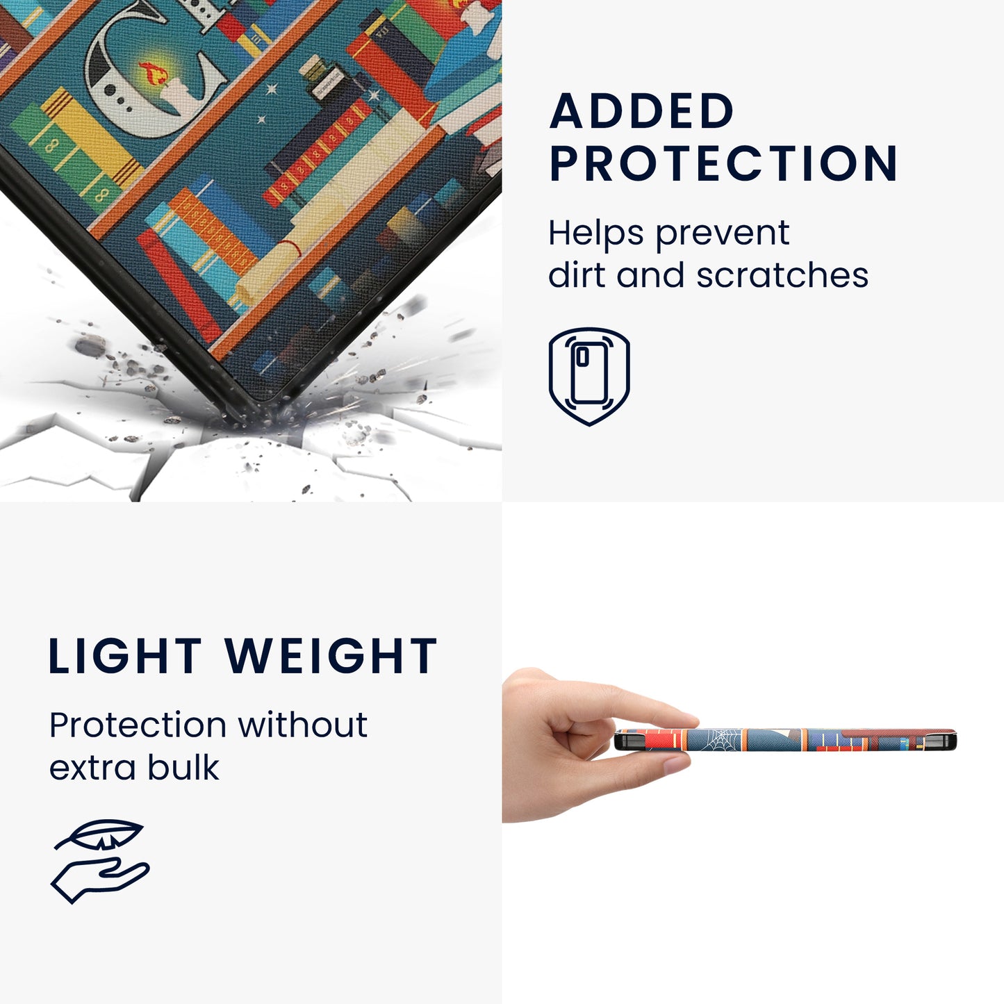 kwmobile Schutzhülle für Amazon Kindle Scribe 11" (2025) Hülle - eReader Flip Case mit Auto Sleep Funktion - Bibliothek Motto