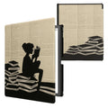 kwmobile Klapphülle kompatibel mit Amazon Kindle Scribe 11" (2025) Hülle - eReader Case - Lesende Frau Schwarz Beige Schwarz  [dsg03]