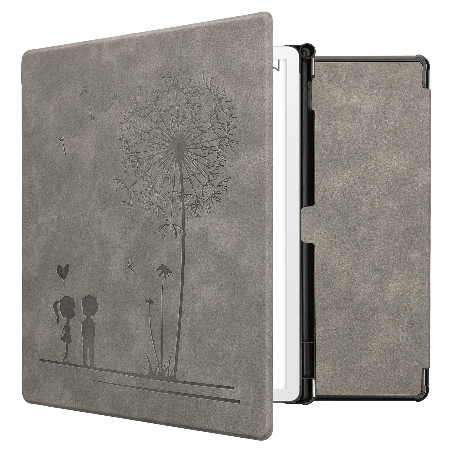 kwmobile Hülle kompatibel mit Amazon Kindle Scribe 11" (2025) Hülle - Kunstleder Cover - Pusteblume Love Grau Grau  [dsg01]