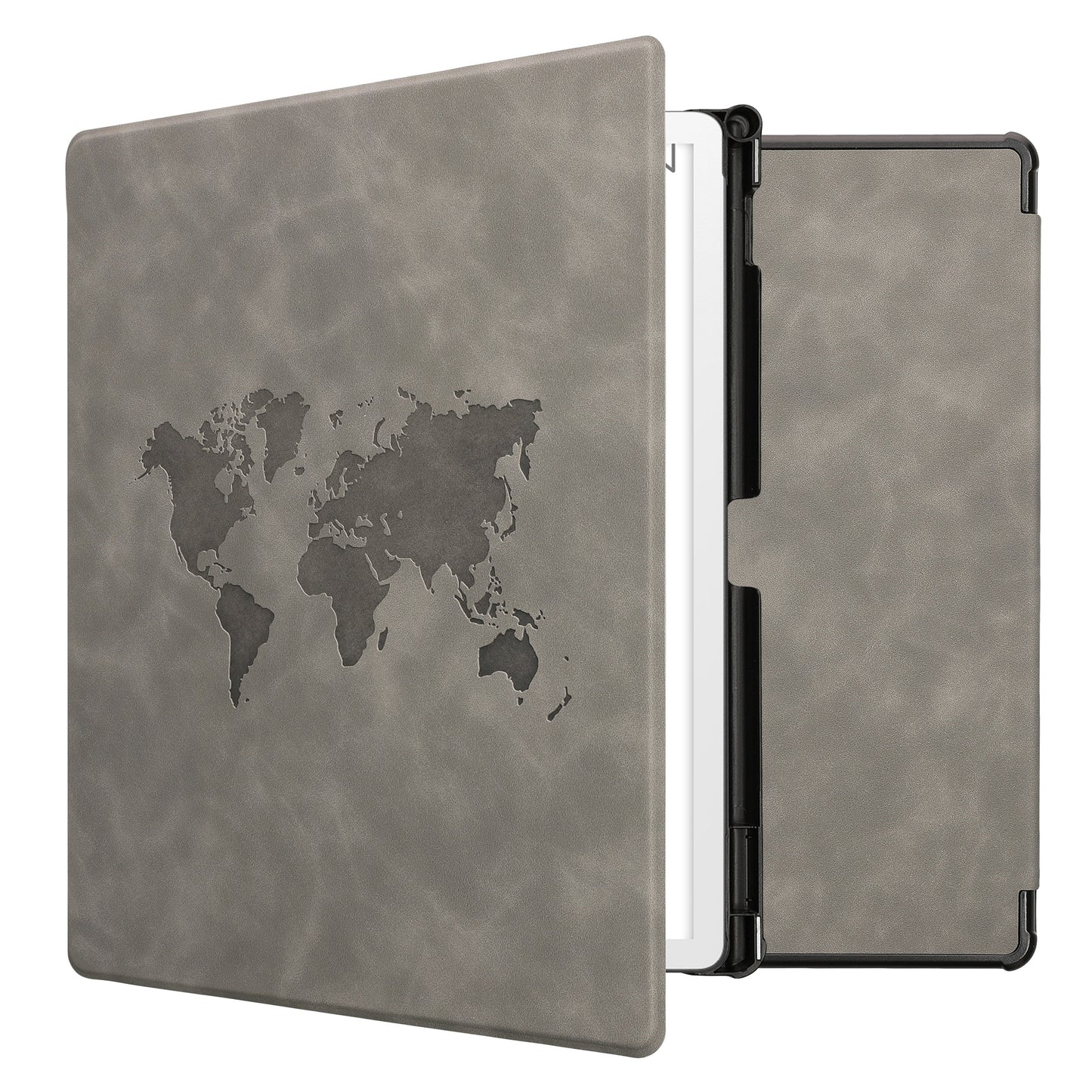 kwmobile Hülle kompatibel mit Amazon Kindle Scribe 11" (2025) Hülle - Kunstleder Cover - Travel Umriss Grau Grau  [dsg03]
