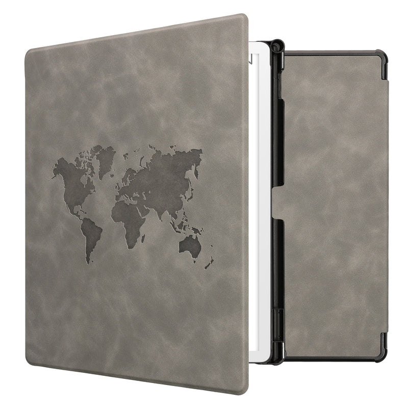 kwmobile Hülle kompatibel mit Amazon Kindle Scribe 11" (2025) Hülle - Kunstleder Cover - Travel Umriss Grau Grau  [dsg03]