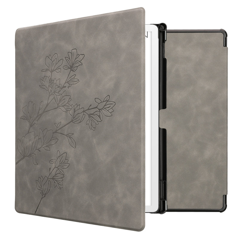 kwmobile Hülle kompatibel mit Amazon Kindle Scribe 11" (2025) Hülle - Kunstleder Cover - Magnolien Grau Grau  [dsg04]