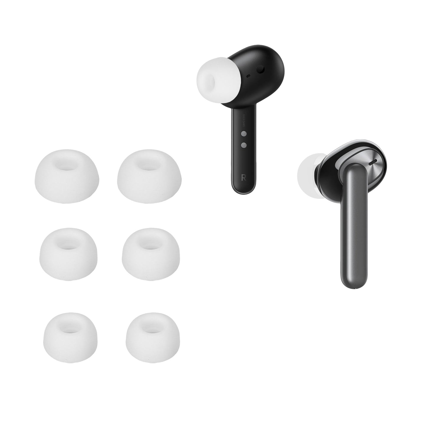 kwmobile 6x Polster kompatibel mit Oppo Enco Air / Enco W31 - 3 Größen - Silikon Ohrstöpsel In-Ear Kopfhörer Weiß  