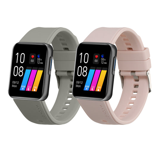 kwmobile 2x Uhrenarmband für GRV 22mm Smartwatch Armband - Fitnesstracker Band Set aus TPU Silikon - Ersatzarmband Smartwatch - Altrosa Grau Altrosa  