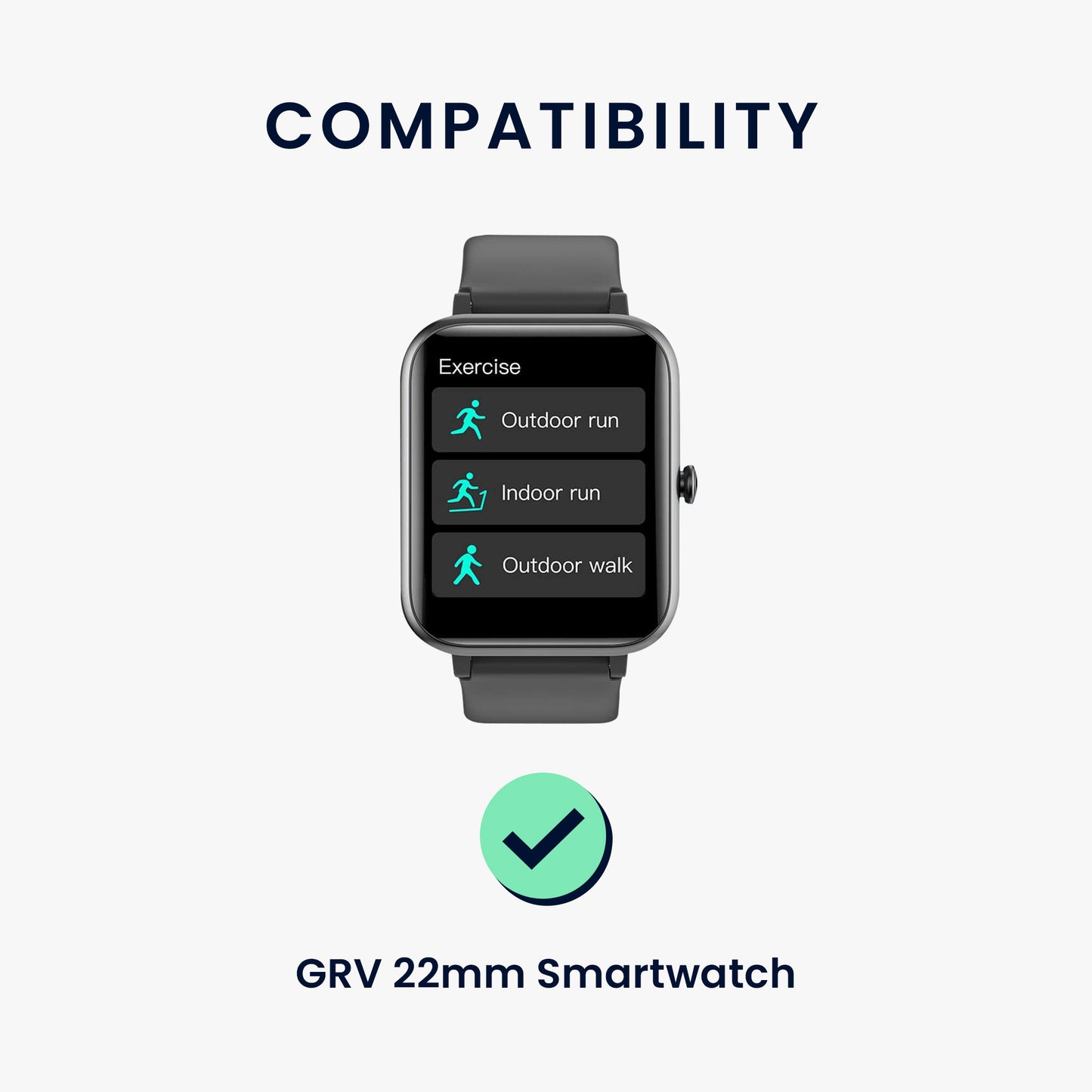kwmobile Uhrenarmband für GRV 22mm Smartwatch Armband Fitnesstracker Band Set Ersatzarmband Smartwatch