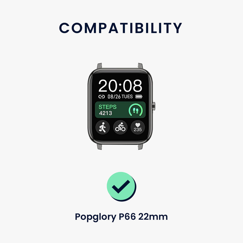 kwmobile Uhrenarmband für Popglory P66 22mm Armband Fitnesstracker Band Set Ersatzarmband Smartwatch