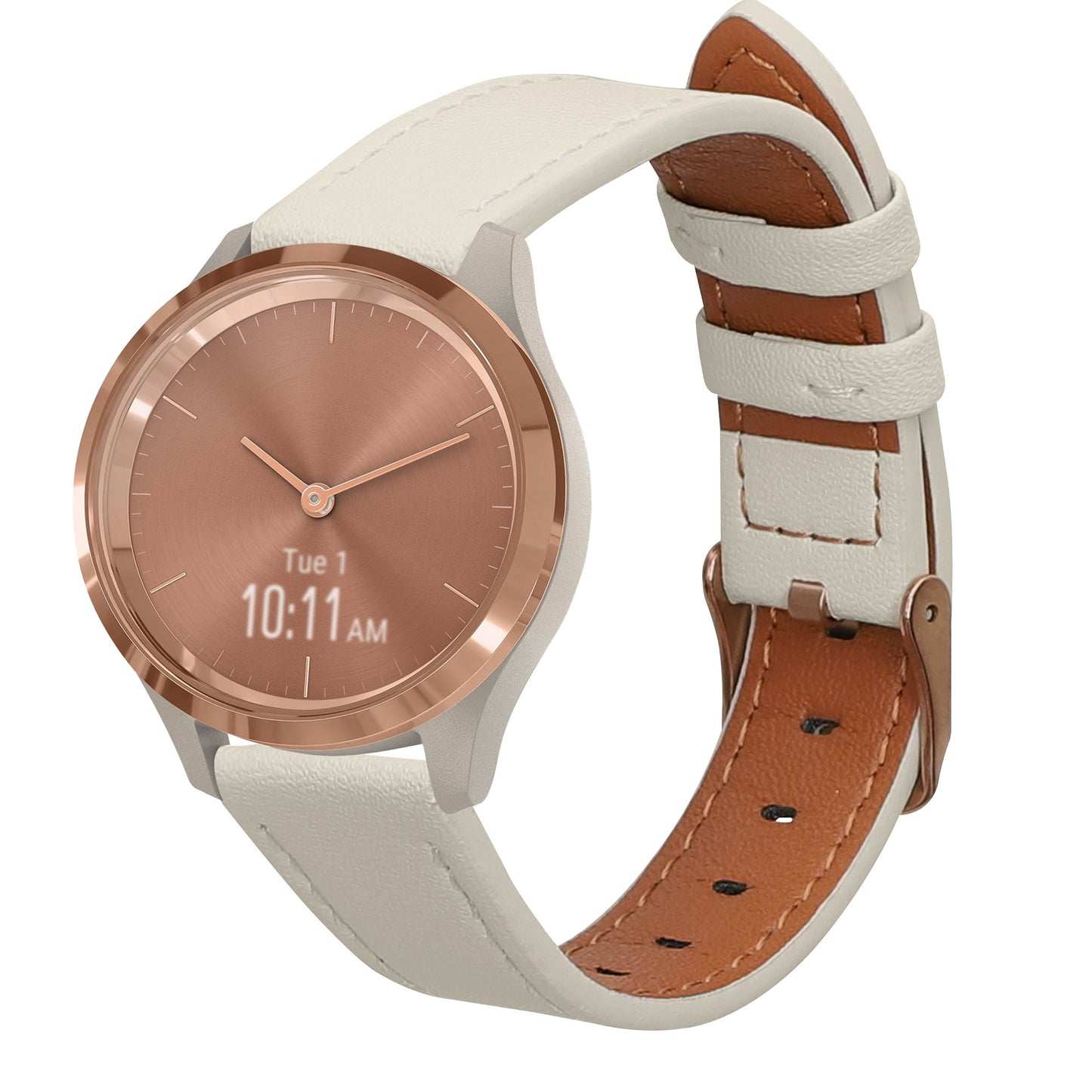 kwmobile Armband kompatibel mit Garmin vivomove 3S / vivoactive 4S - Echtleder Fitnesstracker Sportarmband Band Weiß  