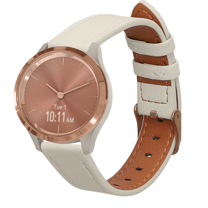 kwmobile Armband kompatibel mit Garmin vivomove 3S / vivoactive 4S - Echtleder Fitnesstracker Sportarmband Band Weiß  